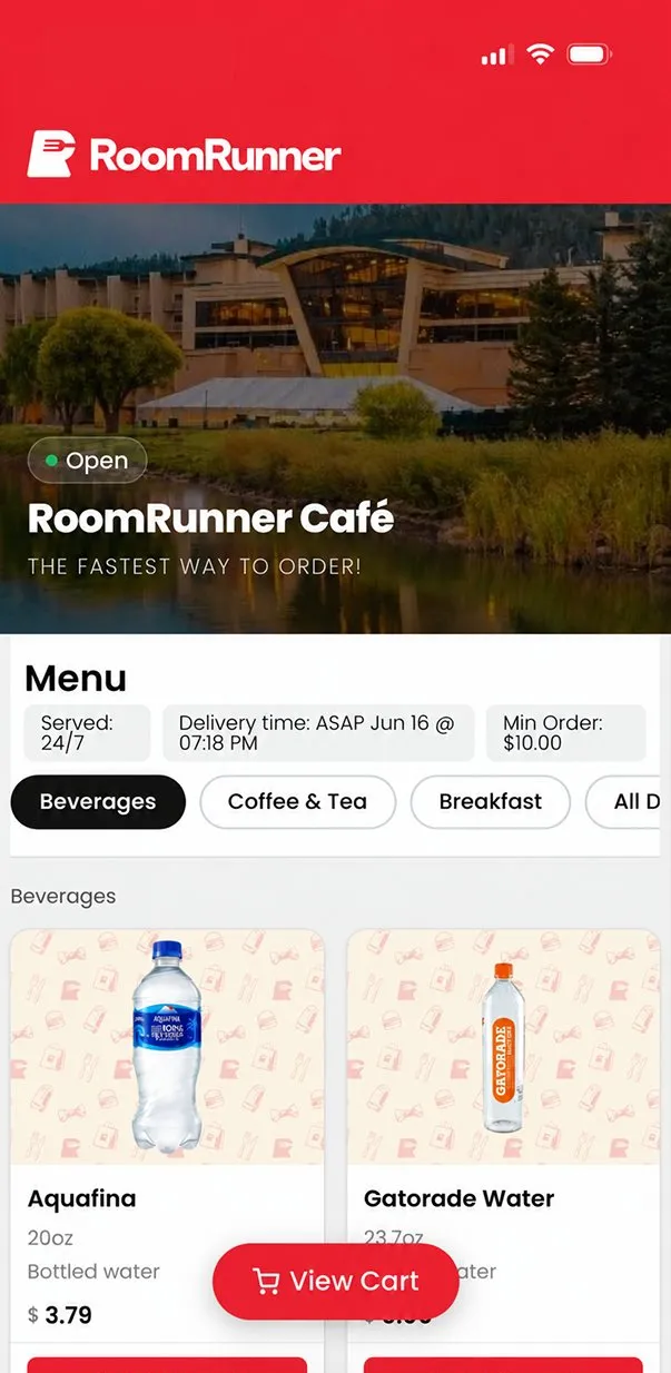 RoomRunner guest app browse screen