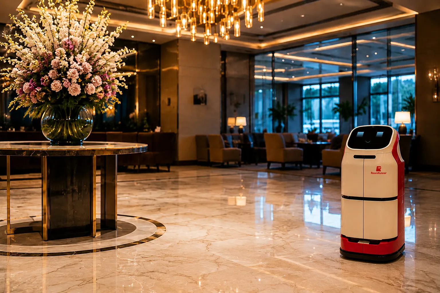 RoomRunner robot in hotel lobby